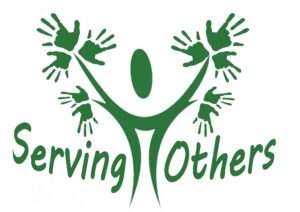 tree with hands instead of leaves and the text "Serving Others"