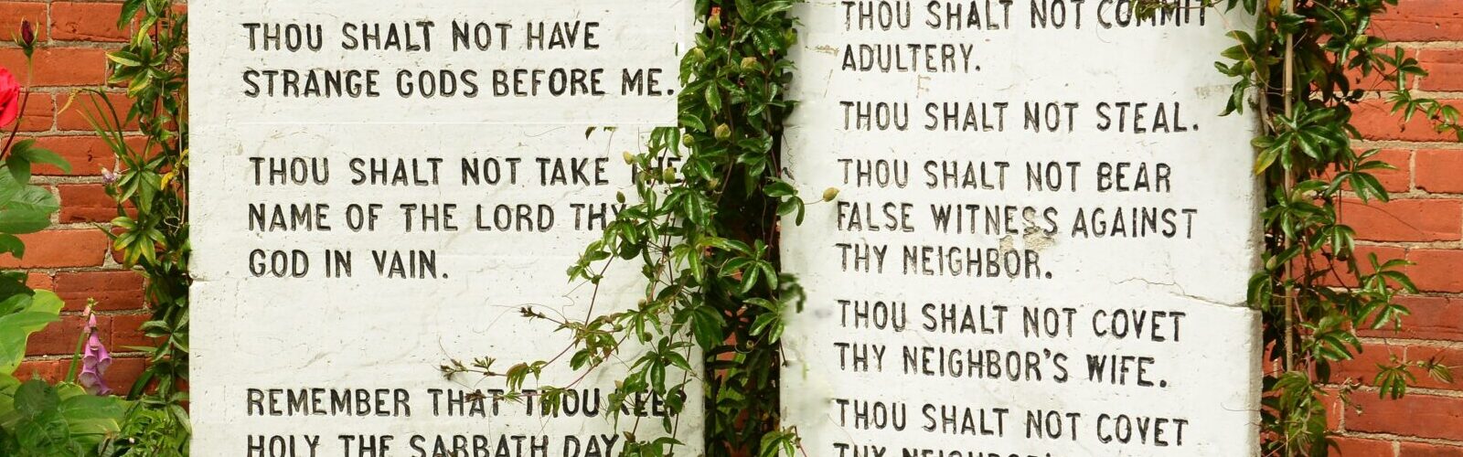 10 Commandments in a church garden